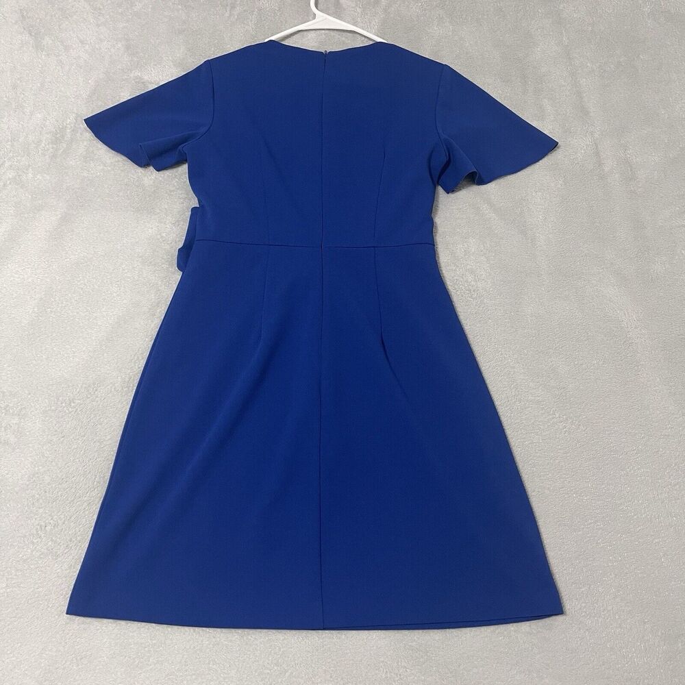 Donna Morgan Dress Women Small 6P Sapphire Blue Faux-Wrap A-Line Flutter Sleeves - Picture 3 of 9